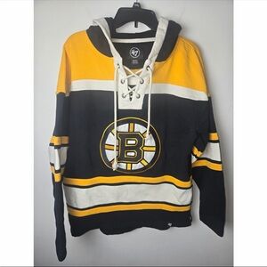47 Brand Boston Bruins David Pastrnak 88 Lacer Hoodie Mens Medium Black Gold NHL
